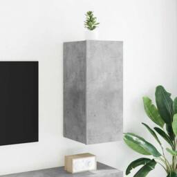 Berkfield Home TV Wall Cabinet with LED Lights Concrete Grey 30.5x35x70 cm - thumbnail 2