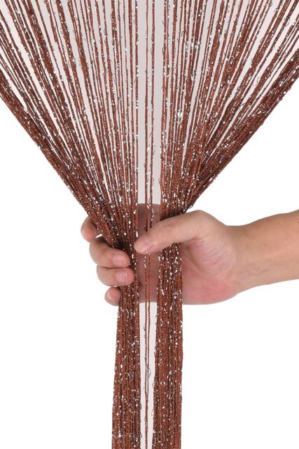 Neel Blue Glitter String Curtain Polyester Fringe Panel Spaghetti Tassel Curtain, 200cm x 90cm in Burgundy - Size: 200 cm x 90 cm - image 1
