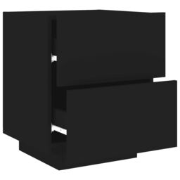Berkfield Home Bedside Cabinet with LED Lights Black Engineered Wood - thumbnail 6