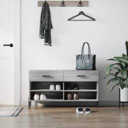 Berkfield Home Shoe Bench Grey Sonoma 102x35x55 cm Engineered Wood - Size: 102 x 35 x 55 cm - thumbnail 2