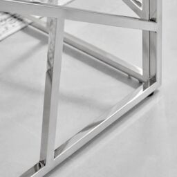 FurnitureboxUK Amalfi Chrome Metal Side Table - Square Clear Glass & Metal Table - Abstract Pattern - Sleek, Chic, Bright & Airy in Silver - thumbnail 4