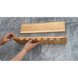 KORVIXA New Coat & Hat Rack Solid Wood Wall Mounted in Brown - Size: 100 cm x 100 cm - thumbnail 3