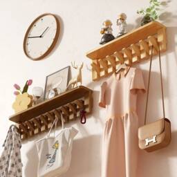 KORVIXA New Coat & Hat Rack Solid Wood Wall Mounted in Brown - Size: 100 cm x 100 cm - thumbnail 4