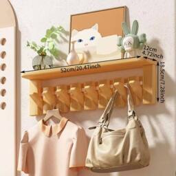 KORVIXA New Coat & Hat Rack Solid Wood Wall Mounted in Brown - Size: 100 cm x 100 cm - thumbnail 2