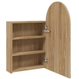 Berkfield Home Bathroom Mirror Cabinet with LED Light Arched Oak 42x13x70 cm in Brown - Size: 42 x 13 x 70 cm - thumbnail 5