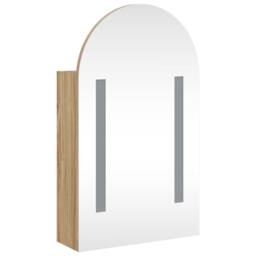 Berkfield Home Bathroom Mirror Cabinet with LED Light Arched Oak 42x13x70 cm in Brown - Size: 42 x 13 x 70 cm - thumbnail 4