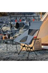 Living and Home Portable Heightened Backrest Folding Camping Chair in Grey - thumbnail 2