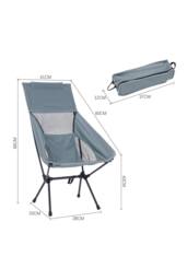 Living and Home Portable Heightened Backrest Folding Camping Chair in Grey - thumbnail 4