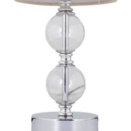 First Choice Lighting Set of 2 Chrome Two Ball Table Lamps with Natural Linen Shades in Silver - thumbnail 4