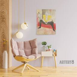 "Artery8 The Seated Clowness Sketch Canvas Wall Art Print Toulouse Lautrec in Beige - Size: W18"" x H24""" - thumbnail 3