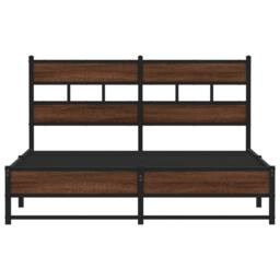 Berkfield Home Metal Bed Frame without Mattress Brown Oak 135x190 cm Double - thumbnail 4