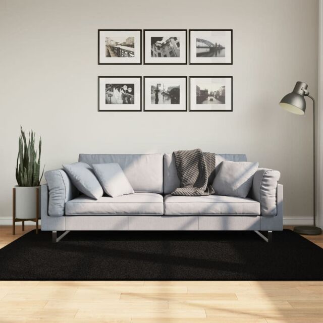 Berkfield Home Rug HUARTE Short Pile Soft & Washable Black 140x200 cm - Size: Medium - image 1