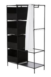 Living and Home Portable Metal Clothes Closet Bedroom Cabinet with 4 Storage Basket in Black - thumbnail 5