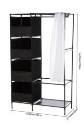 Living and Home Portable Metal Clothes Closet Bedroom Cabinet with 4 Storage Basket in Black - thumbnail 3