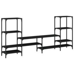Berkfield Home TV Cabinet Black 206.5x28.5x95 cm Engineered Wood - thumbnail 1