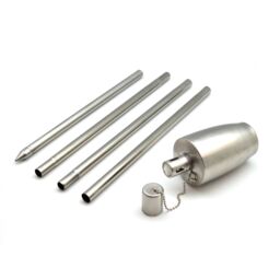 Harbour Housewares 6x Outdoor Flame Torches - Barrel Metal Garden Fire Torch Lighting in Silver - thumbnail 5