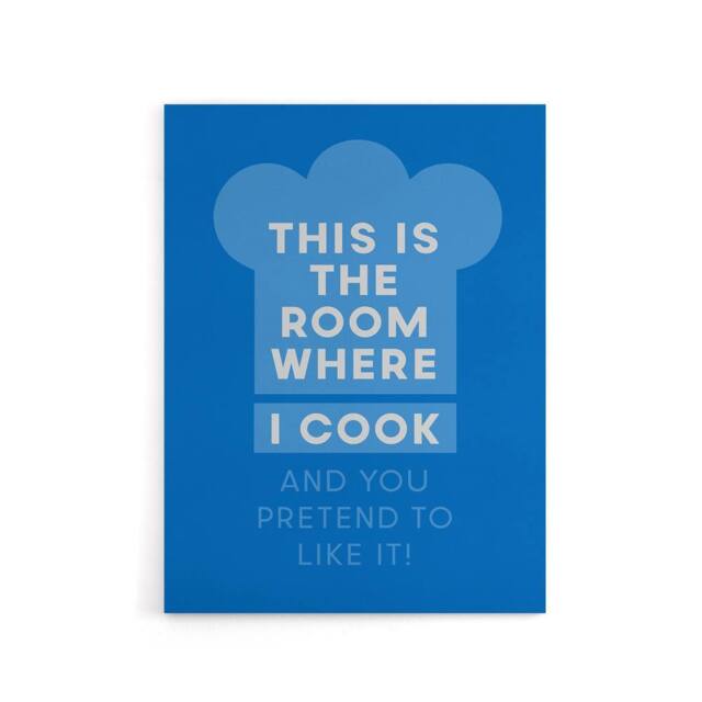 "Artery8 This Is Where I Cook & You Pretend To Like It Canvas Wall Art Print in Blue - Size: W12"" x H16""" - image 1