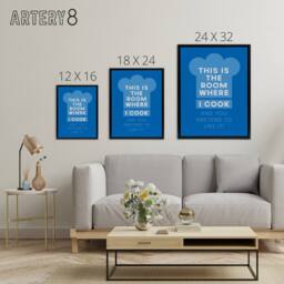 "Artery8 This Is Where I Cook & You Pretend To Like It Canvas Wall Art Print in Blue - Size: W12"" x H16""" - thumbnail 4