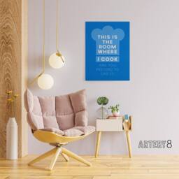 "Artery8 This Is Where I Cook & You Pretend To Like It Canvas Wall Art Print in Blue - Size: W12"" x H16""" - thumbnail 3