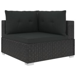 Berkfield Home 6 Piece Garden Lounge Set with Cushions Poly Rattan Black - thumbnail 3