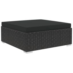 Berkfield Home 6 Piece Garden Lounge Set with Cushions Poly Rattan Black - thumbnail 4