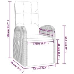 Berkfield Home Reclining Garden Chair with Cushions Black Poly Rattan - thumbnail 6