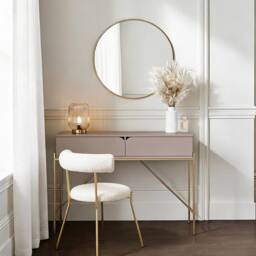 OHS Curved Modern Dressing Table 2 Drawer Vanity Makeup Desk in Natural - thumbnail 1