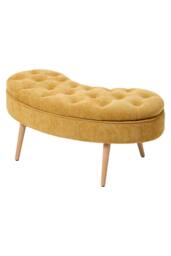 Living and Home Chenille Upholstered Button Tufted Storage Ottoman Bench in Yellow - thumbnail 4
