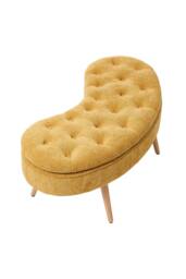 Living and Home Chenille Upholstered Button Tufted Storage Ottoman Bench in Yellow - thumbnail 3