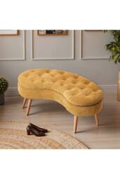 Living and Home Chenille Upholstered Button Tufted Storage Ottoman Bench in Yellow - thumbnail 2