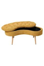 Living and Home Chenille Upholstered Button Tufted Storage Ottoman Bench in Yellow - thumbnail 5