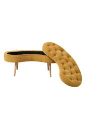 Living and Home Chenille Upholstered Button Tufted Storage Ottoman Bench in Yellow - thumbnail 6