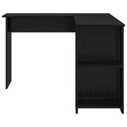 Berkfield Home Black Oak Corner Desk with Shelf with Storage Black oak Medium MDF - thumbnail 4