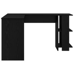 Berkfield Home Black Oak Corner Desk with Shelf with Storage Black oak Medium MDF - thumbnail 5
