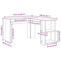 Berkfield Home Black Oak Corner Desk with Shelf with Storage Black oak Medium MDF - thumbnail 9