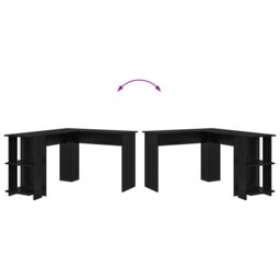 Berkfield Home Black Oak Corner Desk with Shelf with Storage Black oak Medium MDF - thumbnail 8