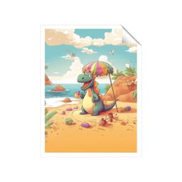 "Warren Reed - Designer Dragon On A Beach Holiday Unframed Art Print - Size: W24"" x H36""" - thumbnail 1