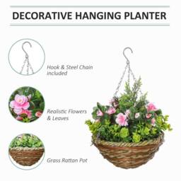 Wyld Haus Fifi Set of 2 Hanging Artificial Lisianthus Displays Pink & Green - thumbnail 5