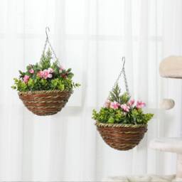 Wyld Haus Fifi Set of 2 Hanging Artificial Lisianthus Displays Pink & Green - thumbnail 3