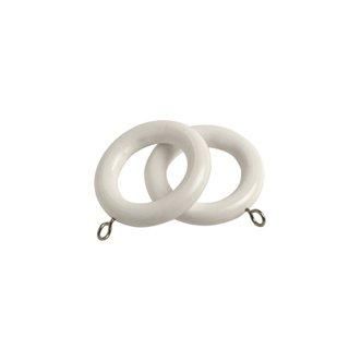 New Edge Blinds Pack of 8 Wooden Curtain Pole Ring Hooks with Eyes in White - image 1