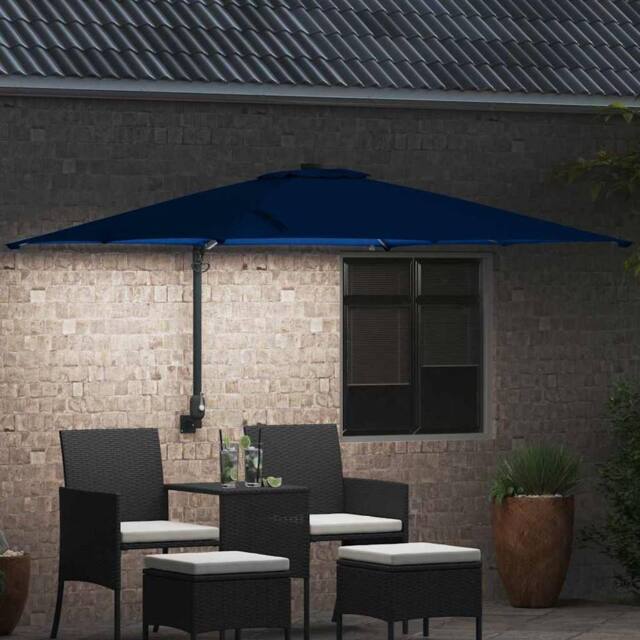 Berkfield Home Traditional Garden Parasol Azurblau 2.5 x 2.5 m Fabric in Blue - image 1