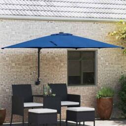 Berkfield Home Traditional Garden Parasol Azurblau 2.5 x 2.5 m Fabric in Blue - thumbnail 2