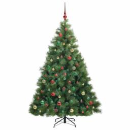 Berkfield Home Artificial Christmas Tree with 300 LEDs Green 210 cm PE & PVC - thumbnail 6