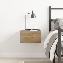 Berkfield Home Bedside Cabinet Wall-Mounted Artisan Oak 35x35x20 cm in Brown - Size: 35 x 35 x 20 cm - thumbnail 4