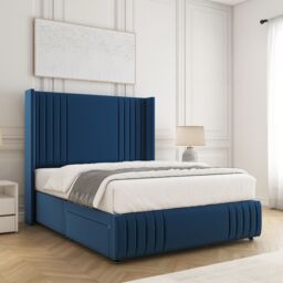 "BSSPOKE Peyton Divan Bed Set Plush Velvet 54""Headboard & Mattress No Drawers in Blue - Size: King" - thumbnail 2