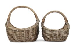 Red Hamper Wicker Set of 2 Antique Wash Harvesting Trug Baskets in Grey - thumbnail 4