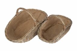 Red Hamper Wicker Set of 2 Antique Wash Harvesting Trug Baskets in Grey - thumbnail 3