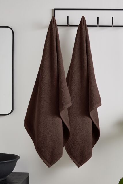 Catherine Lansfield 'Quick Dry Cotton' Bath Sheet Pair in Chocolate - image 1