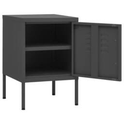 Berkfield Home Nightstand Anthracite 35x35x51 cm Steel in Dark Grey - Size: 35 x 35 x 51 cm - thumbnail 4