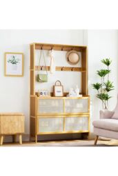 H&O Direct Wooden Entryway Storage Shoe Cabinet in Brown - thumbnail 2